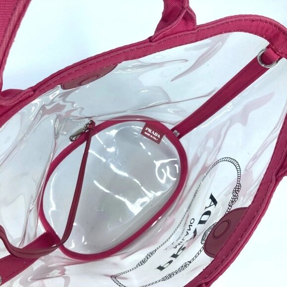 PRADA beach bag with pouch Logo Canapa 2WAY Bag Shoulder Bag Hand Bag Tote Bag - Picture 12 of 15